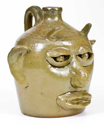 Extremely Rare Early Lanier Meaders Stoneware Devil Face Jug