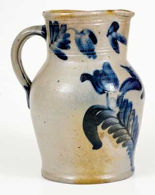 Stoneware Pitcher w/ Bold Cobalt Floral Decoration att. Richard Remmey, Philadelphia, PA