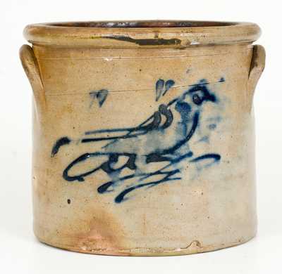 1 Gal. Stoneware Crock with Bird Decoration att. Massachusetts