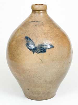 2 Gal. JULIUS NORTON / BENNINGTON, VT Stoneware Jug with Butterfly Decoration