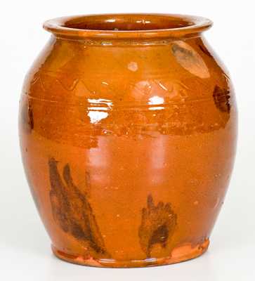 Rare York County, PA Signed Redware Jar, Jacob Rintlaub / 1848