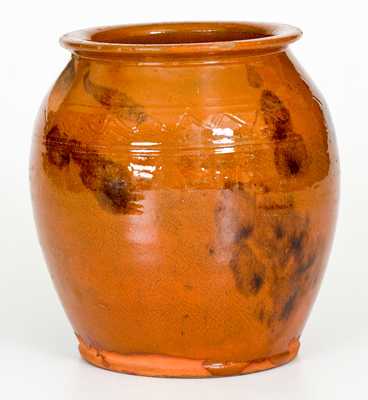 Rare York County, PA Signed Redware Jar, Jacob Rintlaub / 1848