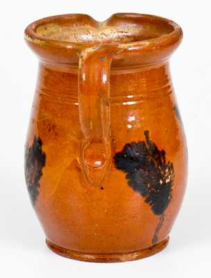 Unusual Pennsylvania Redware Pitcher with Mocha Seaweed Decoration