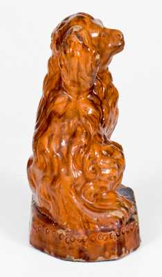 Unusual Pennsylvania Redware Molded Spaniel with Inscription on Underside