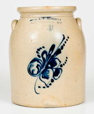 E. & L. P. NORTON / BENNINGTON, VT Stoneware Jar with Floral Decoration