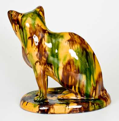 Rare Large-Sized Ohio Yellowware Cat Figure