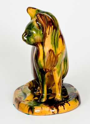 Rare Large-Sized Ohio Yellowware Cat Figure