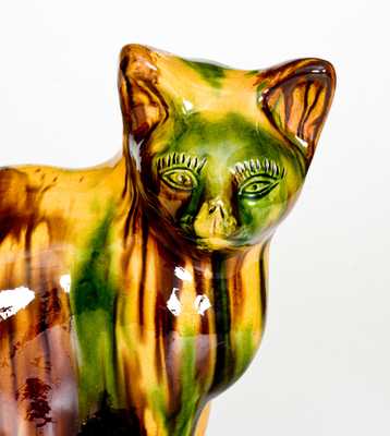 Rare Large-Sized Ohio Yellowware Cat Figure