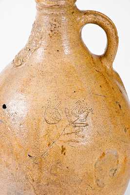 Very Unusual Incised Bellarmine Stoneware Jug, probably Frechen, Germany, 16th Century