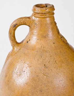 Very Unusual Incised Bellarmine Stoneware Jug, probably Frechen, Germany, 16th Century