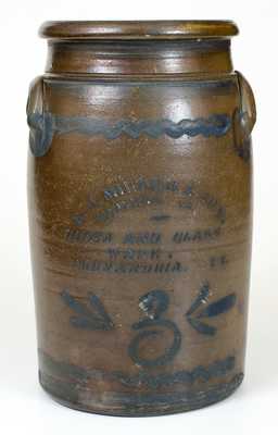 3 Gal. E. J. MILLER & SON / ALEXANDRIA, VA Stoneware Jar w/ Stenciled Advertising