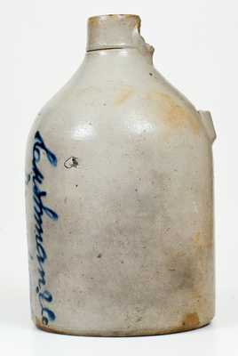 Unusual Cushman & Co. / Broadway / Albany, NY Stoneware Script Advertising Jug