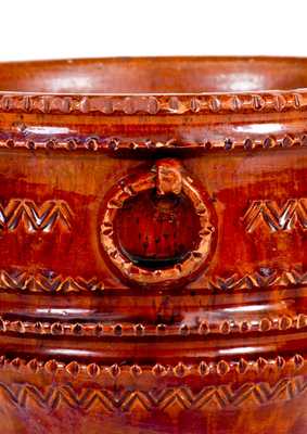 Outstanding Large-Sized Redware Flowerpot, probably Chester County, PA