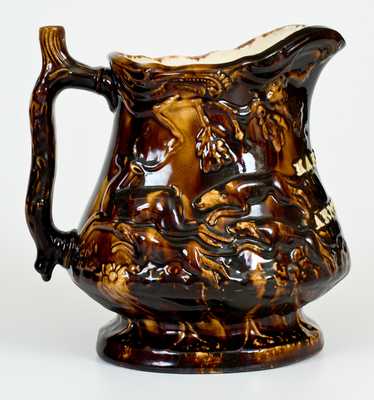 Fine Rockingham Presentation Frog Pitcher, attrib. Swan Hill Pottery, South Amboy, NJ