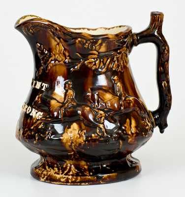 Fine Rockingham Presentation Frog Pitcher, attrib. Swan Hill Pottery, South Amboy, NJ
