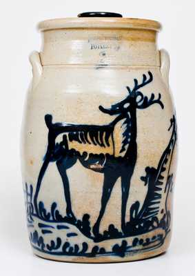 Exceptional FORT EDWARD POTTERY CO. Stoneware Deer Churn