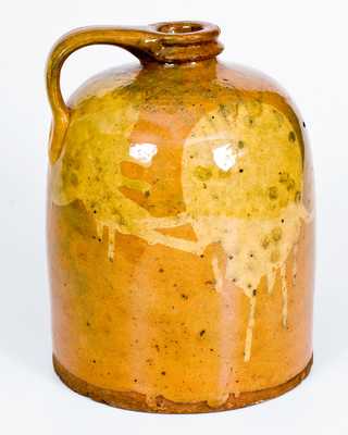 Rare Galena, IL Redware Jug with Yellow Slip Circle Decoration