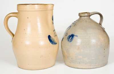 Lot of Two: A. J. BUTTLER / NEW BRUNSWICK, NJ Stoneware Jug and Pitcher
