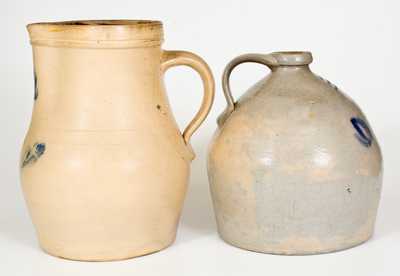 Lot of Two: A. J. BUTTLER / NEW BRUNSWICK, NJ Stoneware Jug and Pitcher