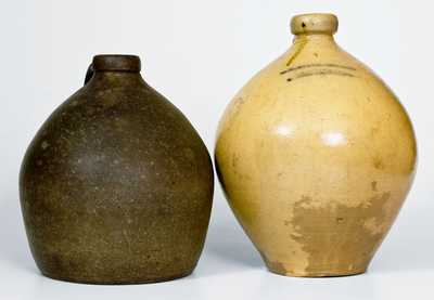 Lot of Two: Ovoid Stoneware Jugs, M. TYLER ALBANY MANUFACTURER and T. O. GOODWIN