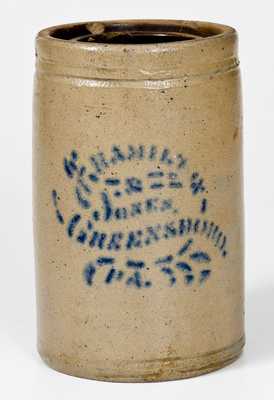 HAMILTON & JONES / GREENSBORO, PA Stoneware Canning Jar