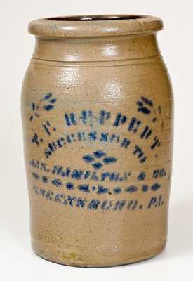 T. F. REPPERT / SUCCESSOR TO JAS. HAMILTON & CO. / GREENSBORO, PA Stoneware Jar