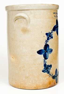 Very Rare SHARPLESS & EYER / BLOOMSBURG, PA Stoneware Jar w/ Floral Wreath Decoration