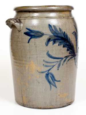 Unusual Morgantown, West Virginia Stoneware Jar w/ Molded Handles and Elaborate Decoration