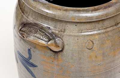 Unusual Morgantown, West Virginia Stoneware Jar w/ Molded Handles and Elaborate Decoration