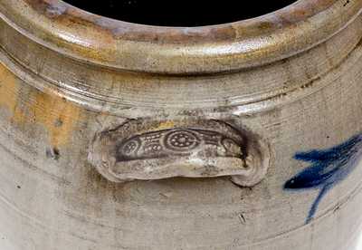 Unusual Morgantown, West Virginia Stoneware Jar w/ Molded Handles and Elaborate Decoration