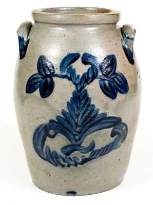 Outstanding 2 Gal. Baltimore Stoneware Jar w/ Well-Executed Cobalt Floral Decoration