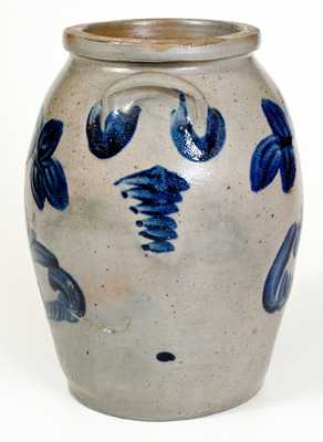Outstanding 2 Gal. Baltimore Stoneware Jar w/ Well-Executed Cobalt Floral Decoration