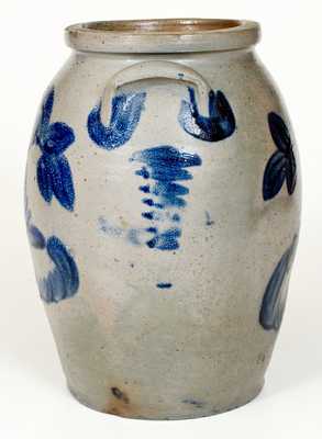 Outstanding 2 Gal. Baltimore Stoneware Jar w/ Well-Executed Cobalt Floral Decoration