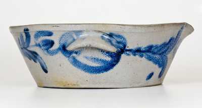 Baltimore Stoneware Milkpan w/ Profuse Floral Decoration, c1825