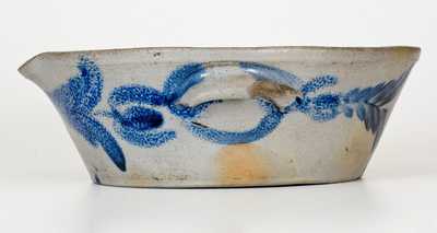 Baltimore Stoneware Milkpan w/ Profuse Floral Decoration, c1825