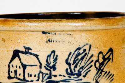 Exceptional EVAN R. JONES / PITTSTON, PA Butter Crock w/ Elaborate House Scene