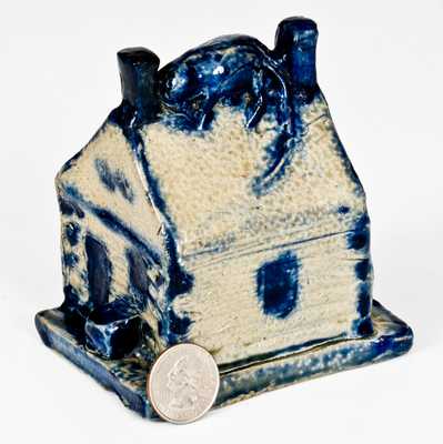 Outstanding Stoneware Log Cabin Bank att. Thomas Haig, Philadelphia, PA, circa 1846