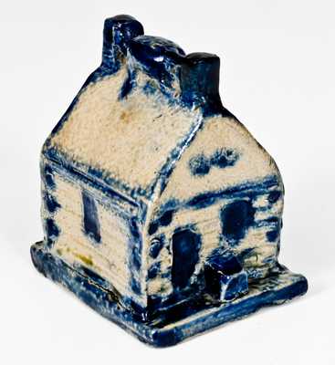 Outstanding Stoneware Log Cabin Bank att. Thomas Haig, Philadelphia, PA, circa 1846