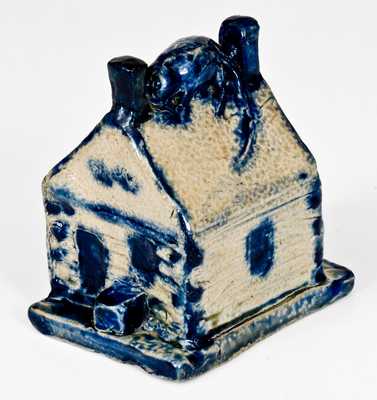 Outstanding Stoneware Log Cabin Bank att. Thomas Haig, Philadelphia, PA, circa 1846