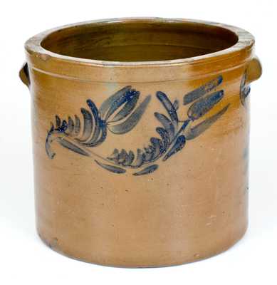 J. SWANK & CO. / JOHNSTOWN, PA Stoneware Cake Crock with Floral Decoration