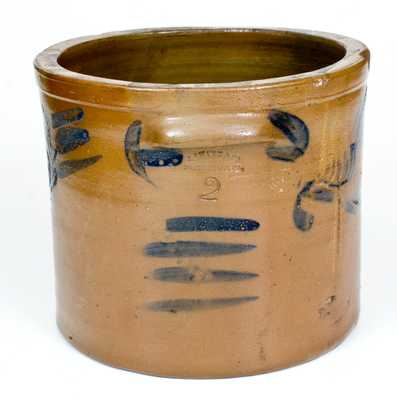 J. SWANK & CO. / JOHNSTOWN, PA Stoneware Cake Crock with Floral Decoration