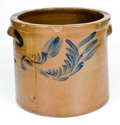 J. SWANK & CO. / JOHNSTOWN, PA Stoneware Cake Crock with Floral Decoration