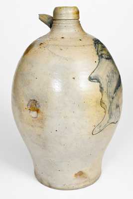 Fine Stoneware Jug w/ Large Folky Incised Man s Head Decoration, Northeastern US, c1800