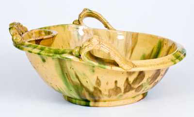 Exceptional Multi-Glazed Redware Washbowl, Strasburg, VA, circa 1890