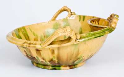 Exceptional Multi-Glazed Redware Washbowl, Strasburg, VA, circa 1890