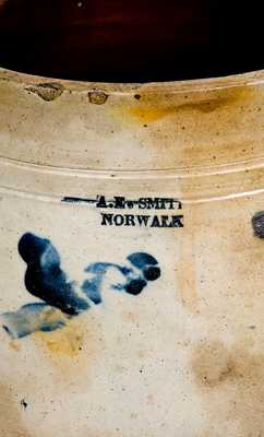 Rare 2 Gal. A. E. SMITH / NORWALK Stoneware Jar with X Decoration