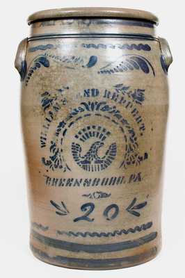 20 Gal. WILLIAMS & REPPERT / GREENSBORO, PA Stoneware Eagle Jar