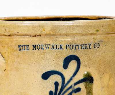 Rare THE NORWALK POTTERY CO. Stoneware Crock with Slip-Trailed Decoration