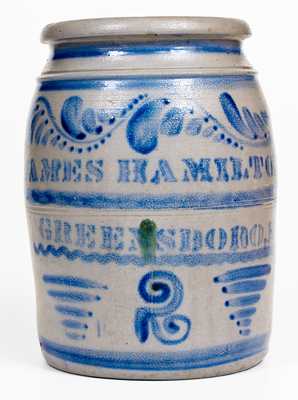 JAMES HAMILTON & CO. / GREENSBORO, PA Stoneware Jar w/ Profuse Freehand Decoration