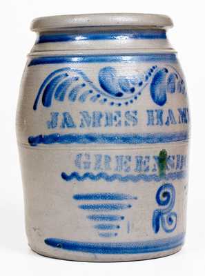 JAMES HAMILTON & CO. / GREENSBORO, PA Stoneware Jar w/ Profuse Freehand Decoration